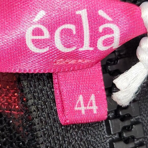 Ecla Women's Black/Red Striped Top W/Zipper Along Back Size 44 & 46 - Picture 7 of 7